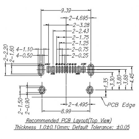 Dimensiones del Producto del Conector Tipo C TCWOBRFSP002R